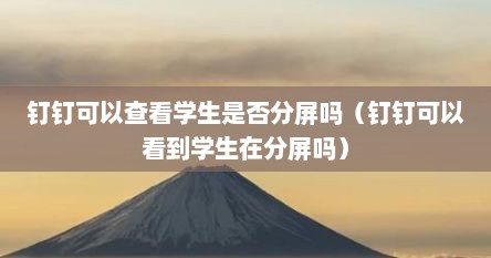 钉钉可以查看学生是否分屏吗（钉钉可以看到学生在分屏吗）