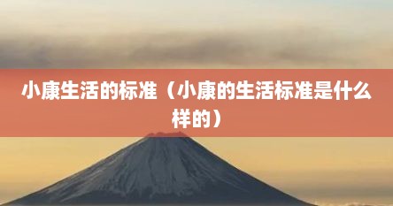 小康生活的标准（小康的生活标准是什么样的）