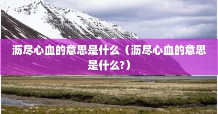 沥尽心血的中文意思（沥尽心血的意思解释是什么）