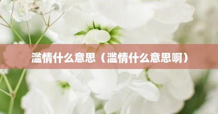 滥情什么意思（滥情什么意思啊）