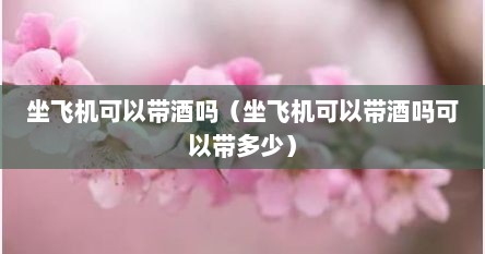坐飞机可以带酒吗（坐飞机可以带酒吗可以带多少）