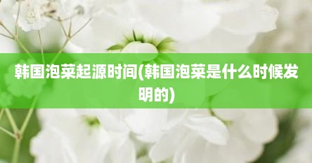 韩国泡菜起源时间(韩国泡菜是什么时候发明的)