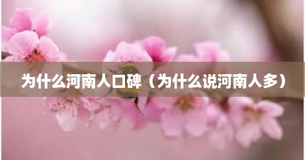 为什么河南人觉得自己口碑好（为什么河南人越来越好）