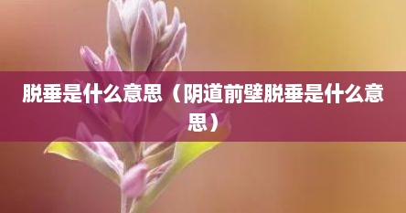 脱垂是什么意思（阴道前壁脱垂是什么意思）