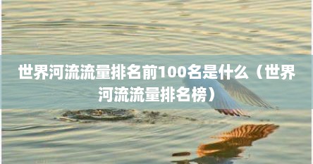 世界河流流量排名前100名是什么（世界河流流量排名榜）