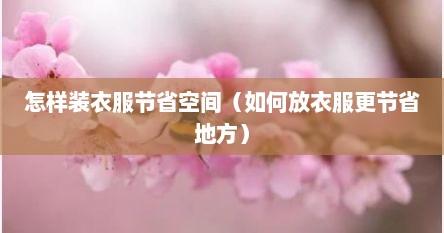 怎样装衣服节省空间（如何放衣服更节省地方）