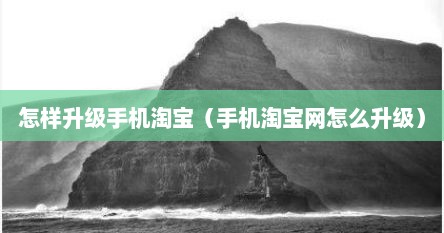 怎样升级手机淘宝（手机淘宝网怎么升级）