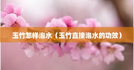 玉竹怎样泡水（玉竹直接泡水的功效）