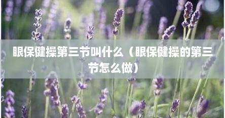 眼保健操第三节叫什么（眼保健操的第三节怎么做）