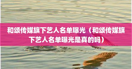 和颂传媒旗下艺人名单曝光（和颂传媒旗下艺人名单曝光是真的吗）