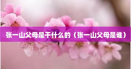 张一山父母是干什么的(张一山父母是谁)