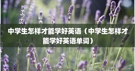 中学生怎样才能学好英语（中学生怎样才能学好英语单词）
