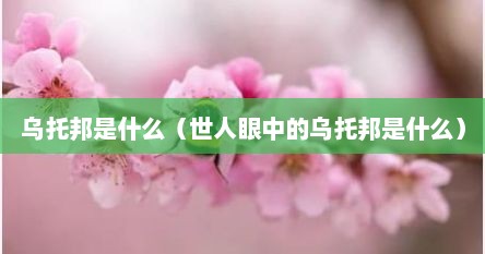 乌托邦是什么（世人眼中的乌托邦是什么）