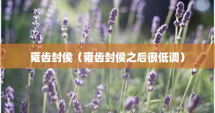 雍齿封侯（雍齿封侯之后很低调）