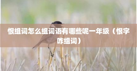 恨组词怎么组词语有哪些呢一年级（恨字咋组词）