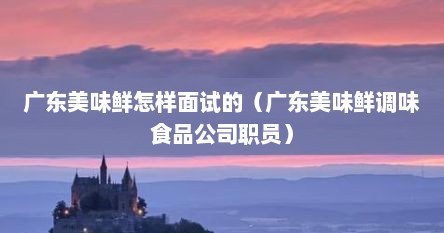 广东美味鲜怎样面试的（广东美味鲜调味食品公司职员）