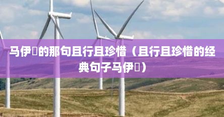 马伊琍的那句且行且珍惜（且行且珍惜的经典句子马伊琍）