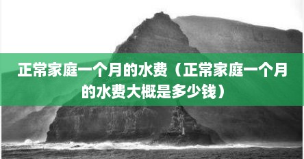 正常家庭一个月的水费（正常家庭一个月的水费大概是多少钱）