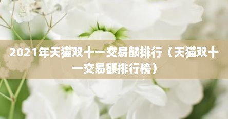 2021年天猫双十一交易额排行（天猫双十一交易额排行榜）