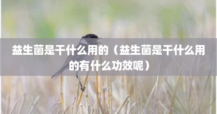 益生菌是干什么用的（益生菌是干什么用的有什么功效呢）