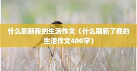 什么刷新我的生活作文（什么刷新了我的生活作文400字）