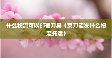 什么物流可以邮寄刀具（菜刀能发什么物流托运）