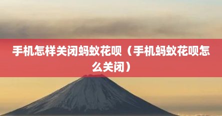 手机怎样关闭蚂蚁花呗（手机蚂蚁花呗怎么关闭）