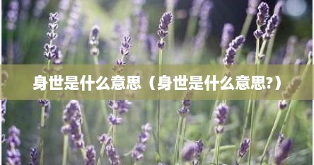 身世是什么意思（身世是什么意思?）