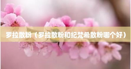 罗拉散粉（罗拉散粉和纪梵希散粉哪个好）