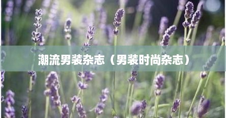 潮流男装杂志（男装时尚杂志）