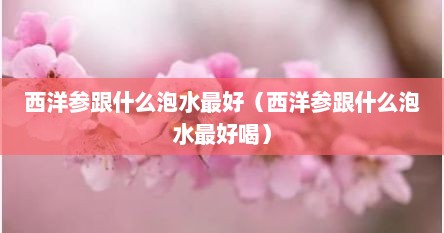 西洋参跟什么泡水最好（西洋参跟什么泡水最好喝）
