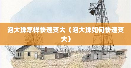 泡大珠怎样快速变大（泡大珠如何快速变大）