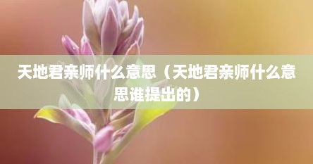 天地君亲师什么意思（天地君亲师什么意思谁提出的）