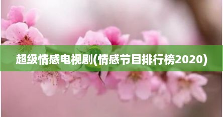 超级情感电视剧(情感节目排行榜2020)