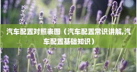 汽车配置对照表图（汽车配置常识讲解,汽车配置基础知识）