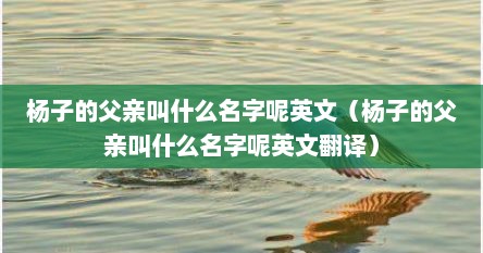 杨子的父亲叫什么名字呢英文(杨子的父亲叫什么名字呢英文翻译) 杨子的父亲叫什么名字呢英文(杨子的父亲叫什么名字呢英文翻译)
