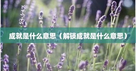成就是什么意思（解锁成就是什么意思）