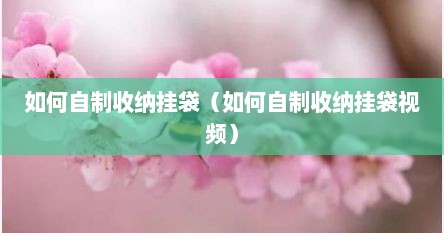 如何自制收纳挂袋（如何自制收纳挂袋视频）