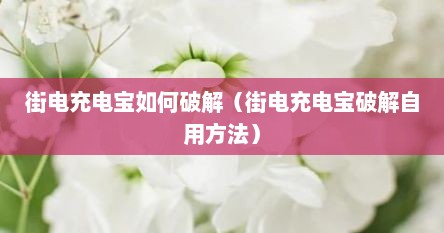 街电充电宝如何破解（街电充电宝破解自用方法）