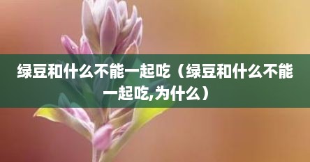 绿豆和什么不能一起吃（绿豆和什么不能一起吃,为什么）