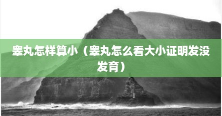 睾丸怎样算小（睾丸怎么看大小证明发没发育）