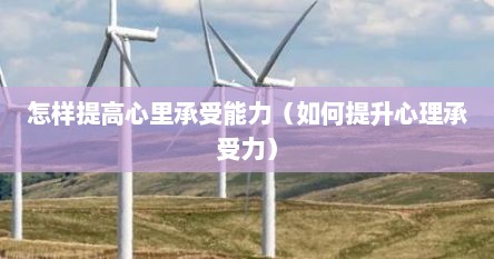 怎样提高心里承受能力（如何提升心理承受力）