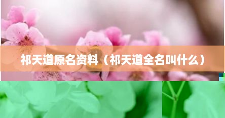 祁天道原名资料（祁天道全名叫什么）