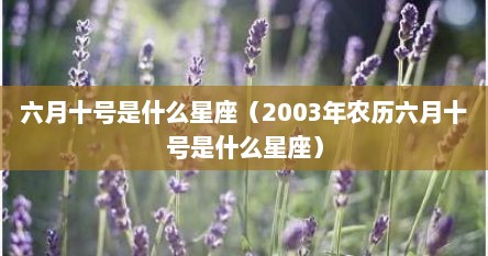 六月十号是什么星座（2003年农历六月十号是什么星座）
