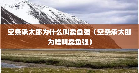 空条承太郎为什么叫卖鱼强（空条承太郎为啥叫卖鱼强）