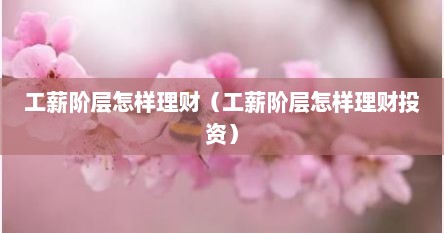 工薪阶层怎样理财（工薪阶层怎样理财投资）