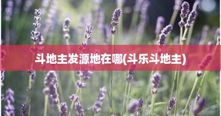 斗地主发源地在哪(斗乐斗地主)