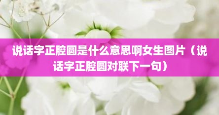 说话字正腔圆是什么意思啊女生图片（说话字正腔圆对联下一句）