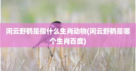 闲云野鹤是指什么生肖动物(闲云野鹤是哪个生肖百度)