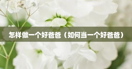 如何做一个好爸爸文章（如何做个好爸爸总结）